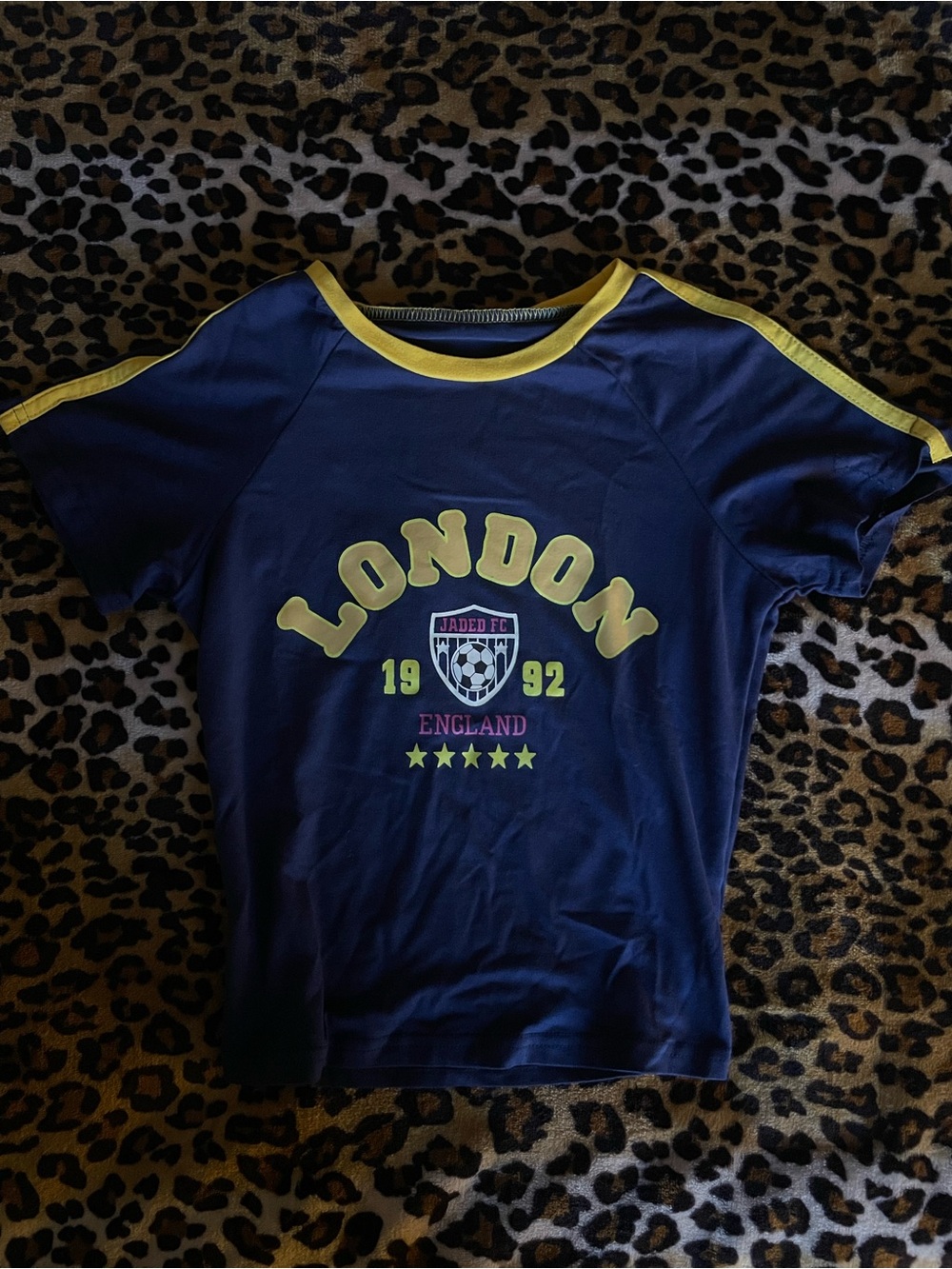 London Graphic Baby Tee - Navy & Yellow